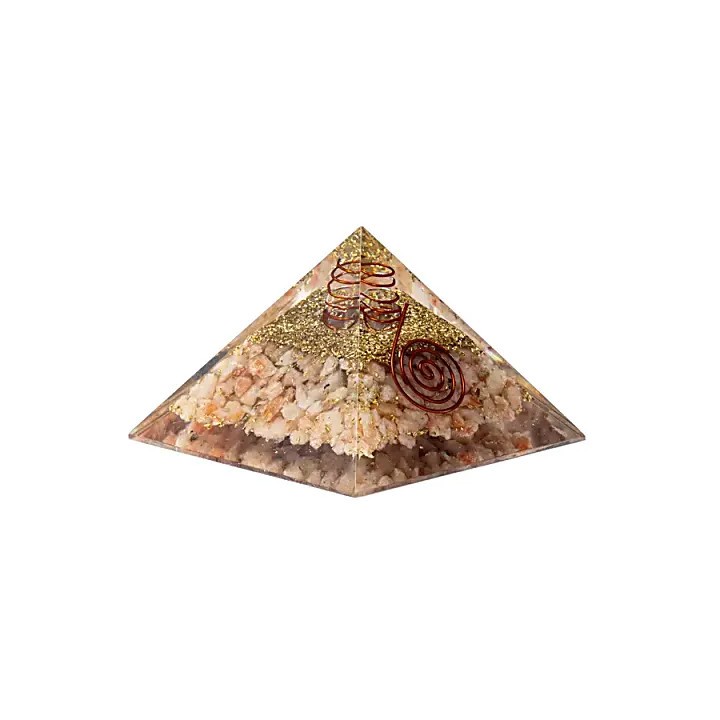 Orgonit piramida kamień słoneczny z symbolem słońca 7,5x7,5x5cm
