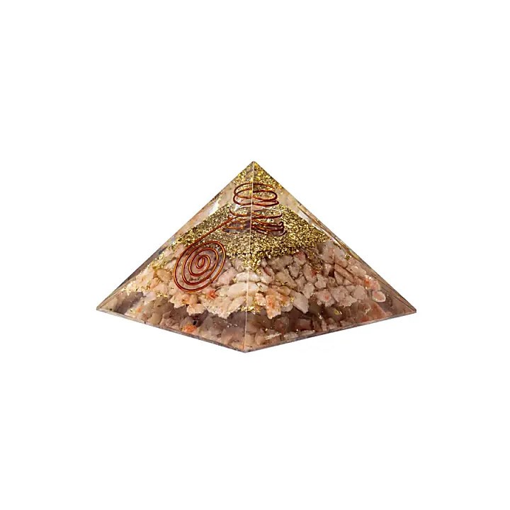 Orgonit piramida kamień słoneczny z symbolem słońca 7,5x7,5x5cm