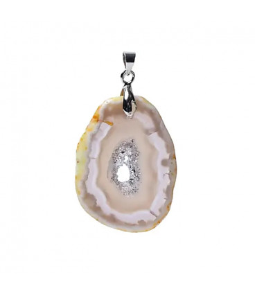 Agate gemstone pendant with crystals  ±3cm