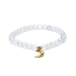 Bransoletka z kamienia księżycowego Moonstone elastyczna z zawieszką księżyc 6mm