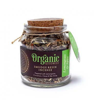 Kadzidło sypkie Lemongrass & spice, szklany słoik 40g, Organic Goodness Song of India