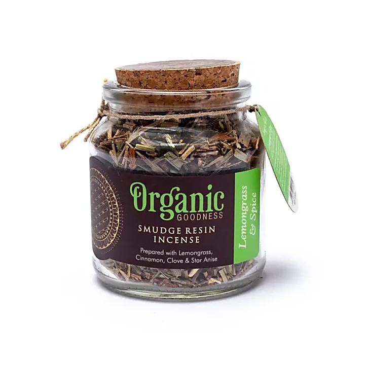 Kadzidło sypkie Lemongrass & spice, szklany słoik 40g, Organic Goodness Song of India