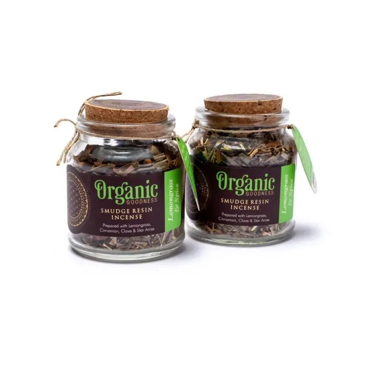 Kadzidło sypkie Lemongrass & spice, szklany słoik 40g, Organic Goodness Song of India