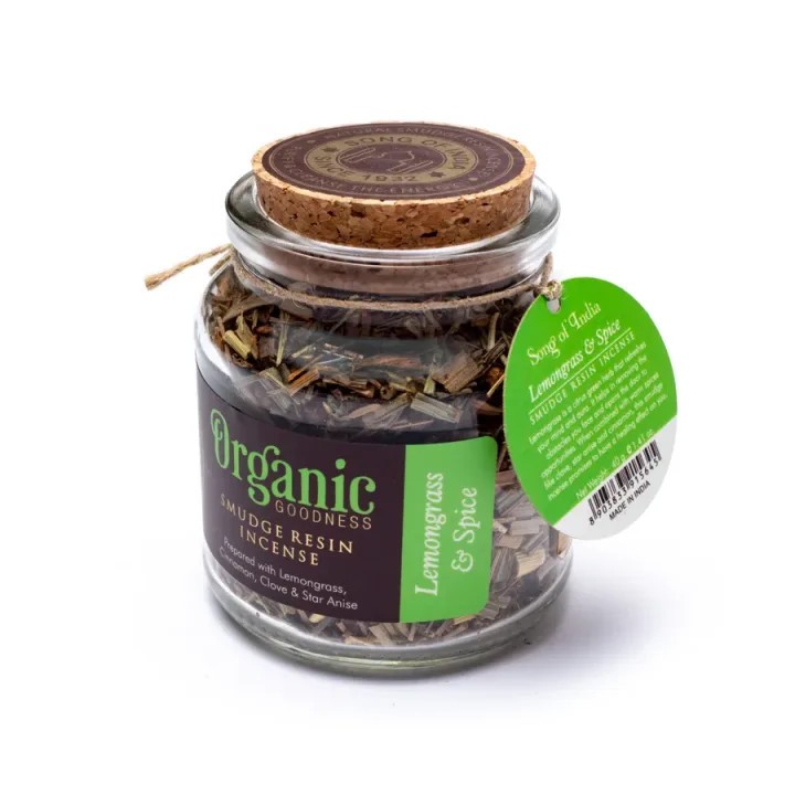 Kadzidło sypkie Lemongrass & spice, szklany słoik 40g, Organic Goodness Song of India