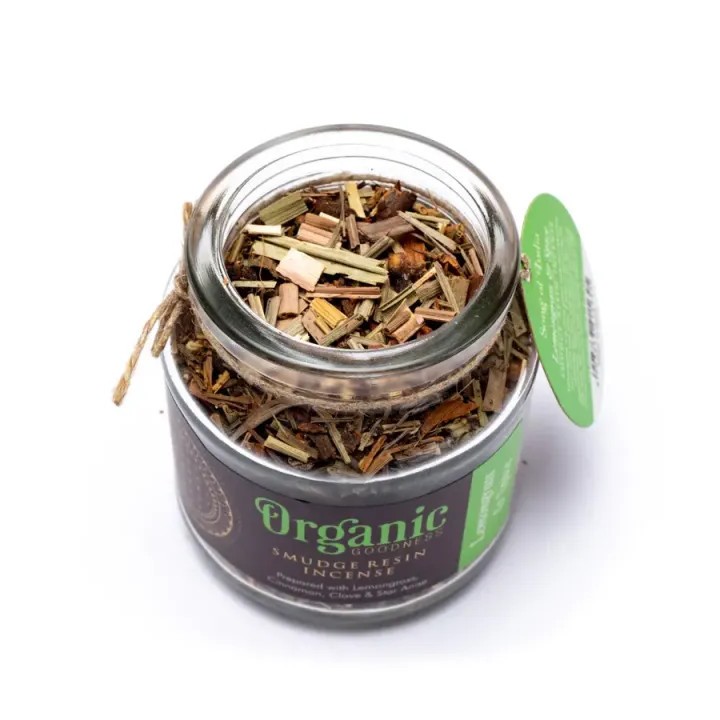 Kadzidło sypkie Lemongrass & spice, szklany słoik 40g, Organic Goodness Song of India