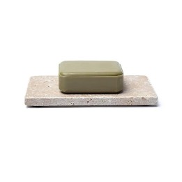 Mydelniczka lub świecznik z trawertynu w kolorze beżowym– 15x7,5x1cm - 245g