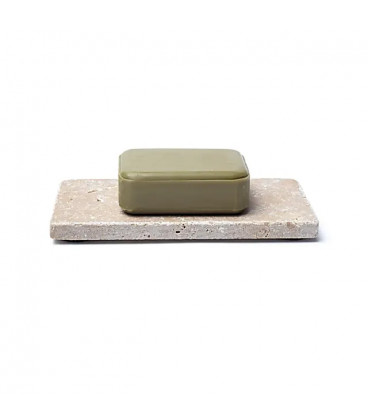 Mydelniczka lub świecznik z trawertynu w kolorze beżowym– 15x7,5x1cm - 245g