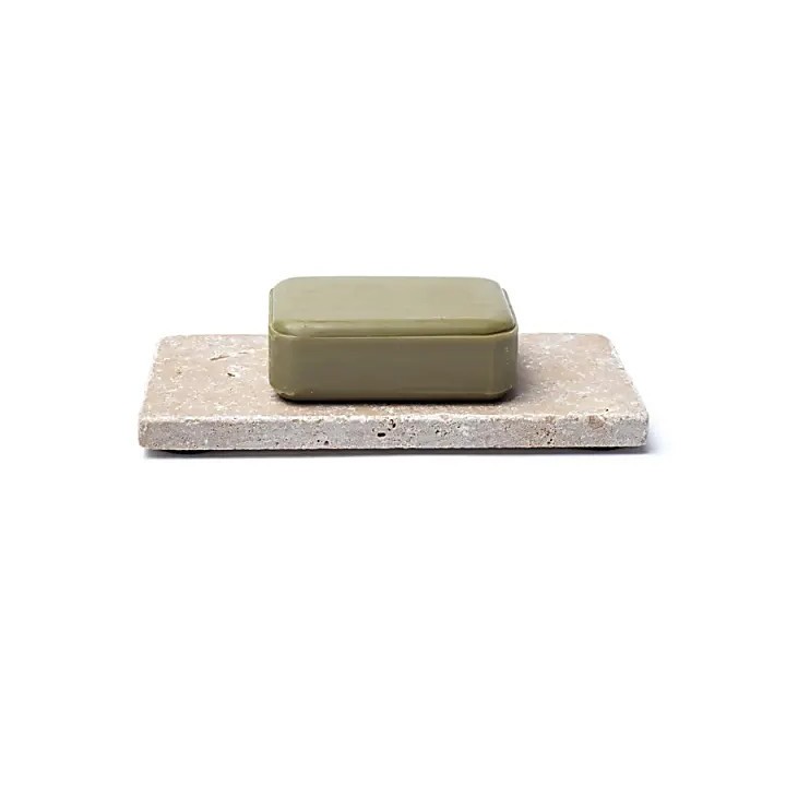 Mydelniczka lub świecznik z trawertynu w kolorze beżowym– 15x7,5x1cm - 245g