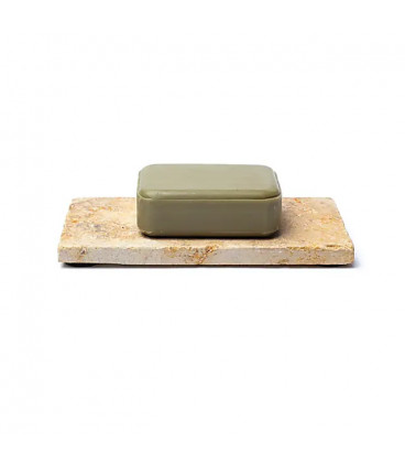 Mydelniczka lub świecznik z trawertynu w kolorze złotym – 15x7,5x1cm - 245g