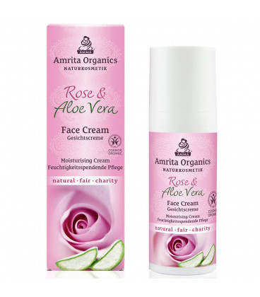 Krem do twarzy Rose & Aloe Vera - Pielęgnacja nawilżająca 50 ml Amrita Organic,