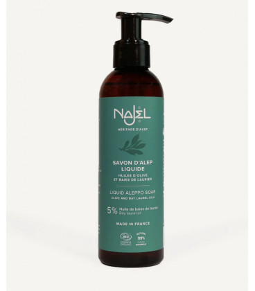 SAVON D'ALEP LIQUIDE certifié COSMOS ORGANIC NAJEL 200ML