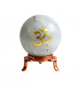 Orgonit Kula z Moonstone Kamień Księżycowy , symbol Ohm Odpromiennik, Rozmiar kuli 5cm