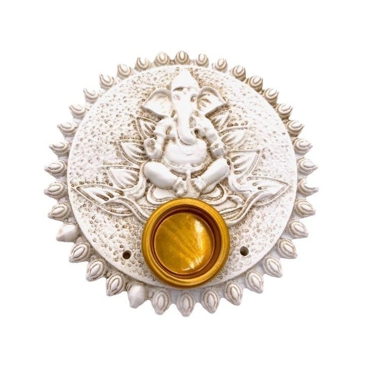 6 x White Ganesh incense holders 9cm
