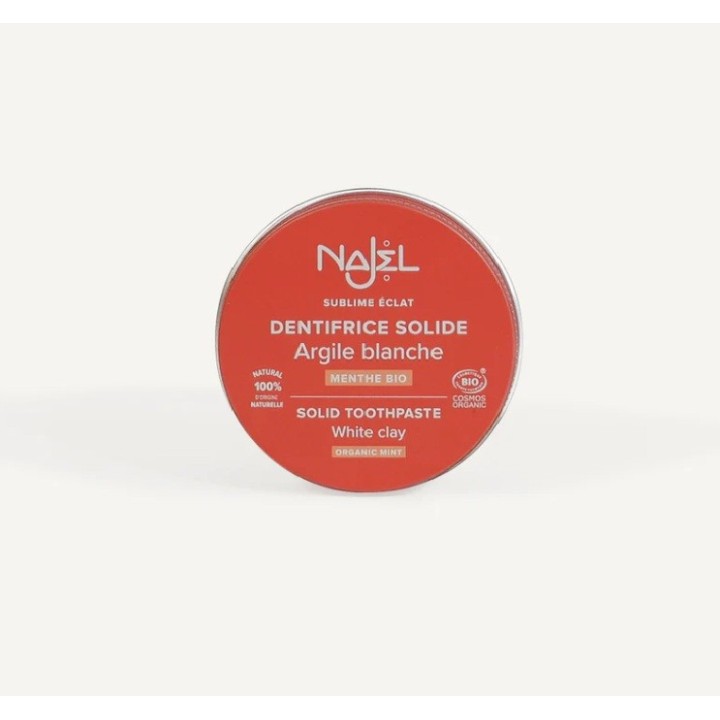 Solid toothpaste with white clay Najel