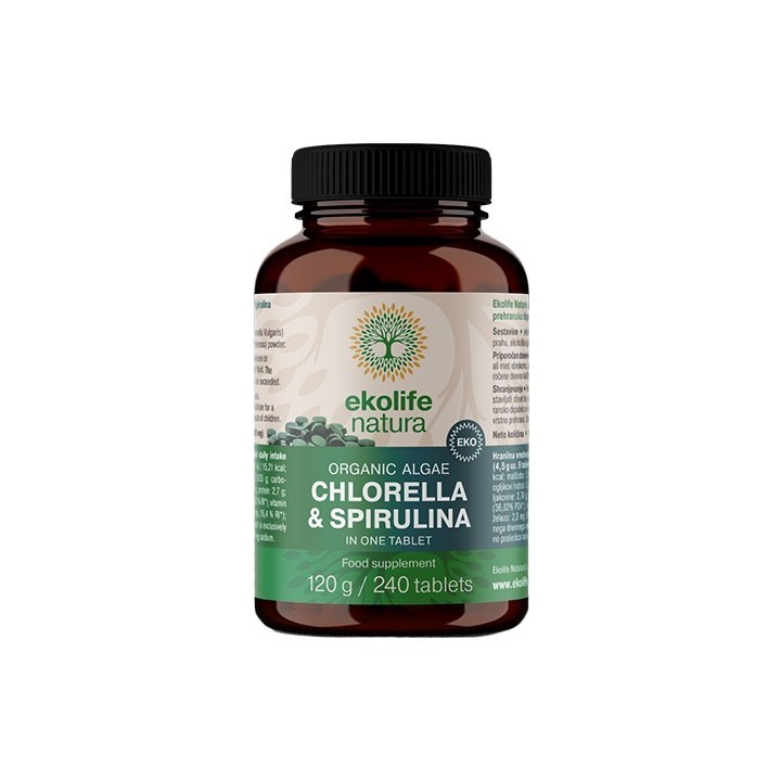 Ekologiczna Chlorella&Spirulina 240 tabletek Ekolife Natura