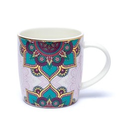 Kubek z zaparzaczem Mandala – turkusowy, ok. 400 ml (Bone China)