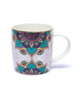 Kubek z zaparzaczem Mandala – turkusowy, ok. 400 ml (Bone China)