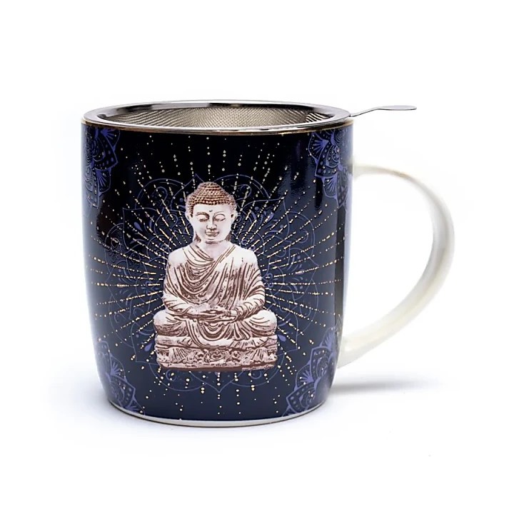 Kubek do herbaty z zaparzaczem Buddha, niebieski, ok. 400 ml