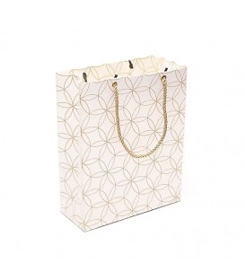 Torba prezentowa biała ze złotym Kwiatem Życia 20×25,5×8,5 cm