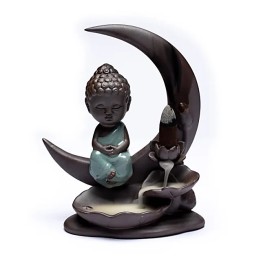 Kominek do kadzidełek backflow – Budda na księżycu, 16,5 × 13 × 6 cm