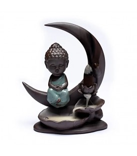 Kominek do kadzidełek backflow – Budda na księżycu, 16,5 × 13 × 6 cm