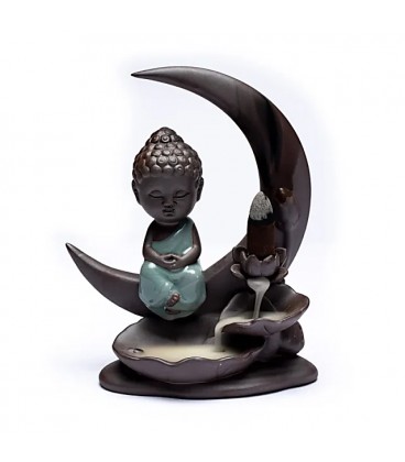 Kominek do kadzidełek backflow – Budda na księżycu, 16,5 × 13 × 6 cm