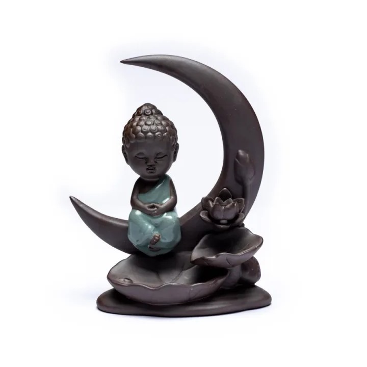 Kominek do kadzidełek backflow – Budda na księżycu, 16,5 × 13 × 6 cm