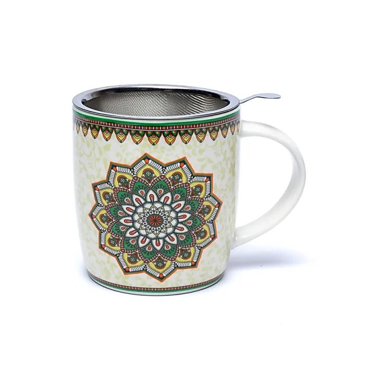 Kubek z zaparzaczem Mandala, zielony ±400 ml