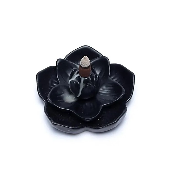 Palnik do kadzideł backflow – kwiat lotosu, 12,7 × 12,7 × 5,8 cm