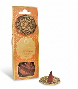 Kadzidełka 20 stożków z metalową podstawką Szałwia z Miętą (Dosha Kapha) Luxurious Veda