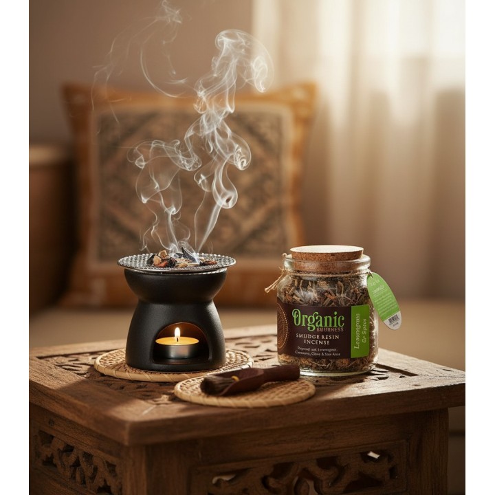 Kadzidło sypkie Lemongrass & spice, szklany słoik 40g, Organic Goodness Song of India - zdjęcie produktu