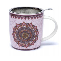 Kubek Oriental "Mandala Purple" do herbaty z zaparzaczem ze stali nierdzewnej Gift Box