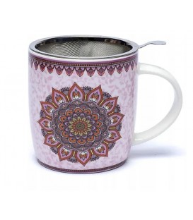 Kubek Oriental "Mandala Purple" do herbaty z zaparzaczem ze stali nierdzewnej Gift Box