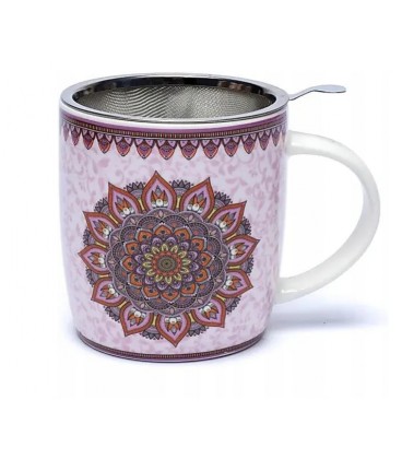 Kubek Oriental "Mandala Purple" do herbaty z zaparzaczem ze stali nierdzewnej Gift Box