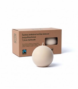 Świeca ozdobna kulista beżowa bezzapachowa 7,5cm Fairtrade