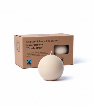 Świeca ozdobna kulista beżowa bezzapachowa 7,5cm Fairtrade - zdjęcie główne produktu