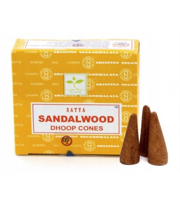 Kadzidełka stożkowe Satya Sandal 12sztuk z podstawką - zdjęcie główne produktu