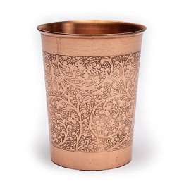 Copper cup floral design etched 250 ml - zdjęcie produktu