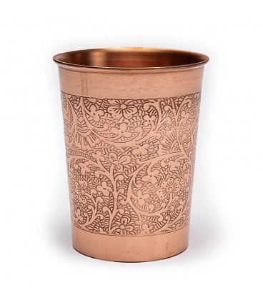 Kubek Miedziany Kwiatowy Grawerowany COPPER FLORAL DESIGN ETCHED 250 ml OTH - zdjęcie główne produktu