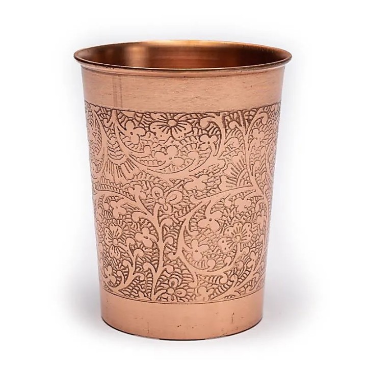 Copper cup floral design etched 250 ml - zdjęcie produktu