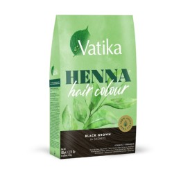 Henna do włosów trwała bez amoniaku kolor Black Brown Czarny Brąz 60g Vatika Henna Hair Colour Dabur - zdjęcie produktu