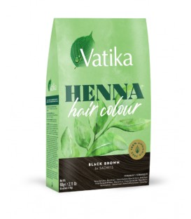 Henna do włosów trwała bez amoniaku kolor Black Brown Czarny Brąz 60g Vatika Henna Hair Colour Dabur - zdjęcie produktu