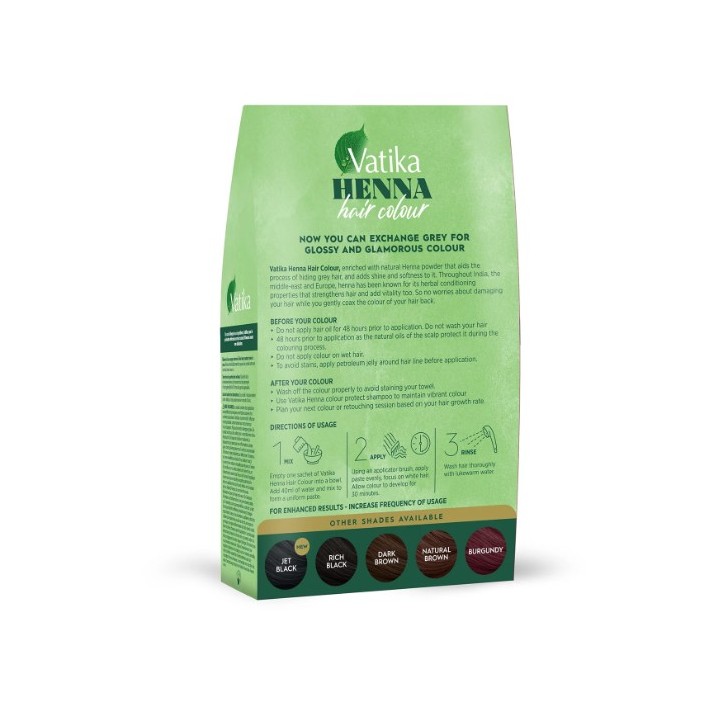 Henna do włosów trwała bez amoniaku kolor Black Brown Czarny Brąz 60g Vatika Henna Hair Colour Dabur - zdjęcie produktu