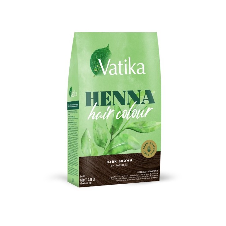 Henna do włosów Vatika Hair Color Dark Brown Ciemny Brąz 60g Dabur - zdjęcie produktu
