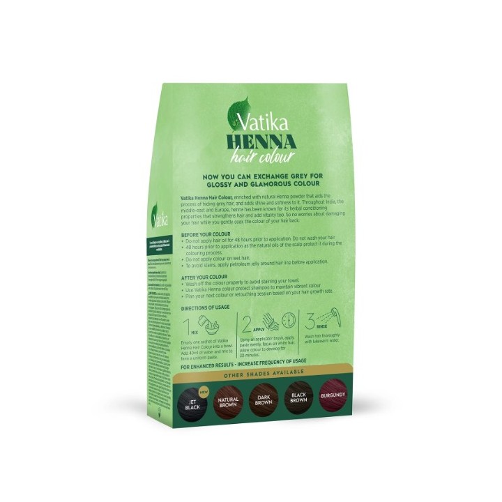 Henna do włosów Vatika Hair Color Natural Black Głęboka Czerń 60g Dabur - zdjęcie produktu