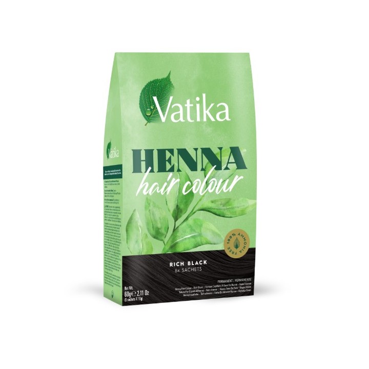Henna do włosów Vatika Hair Color Natural Black Głęboka Czerń 60g Dabur - zdjęcie produktu