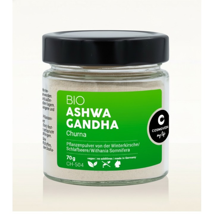 EKO Ashwagandha Churna 70g Cosmoveda (nowe szklane opakowanie) - zdjęcie produktu