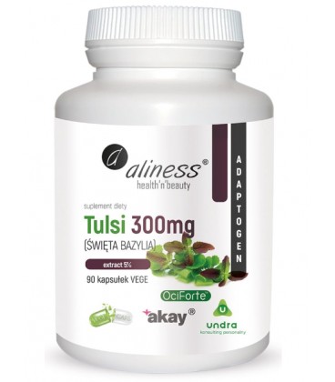 TULSI (ŚWIĘTA BAZYLIA) extract 5% 300mg  x 90 Vege caps Aliness - zdjęcie główne produktu