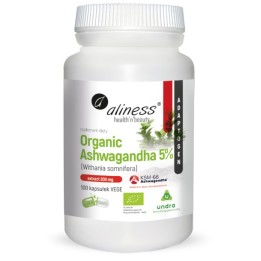 Organiczna Ashwagandha 5 Procent KSM 66 200 Mg ORGANIC 200MG VEGE CAPS