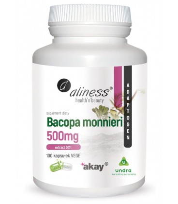 Bacopa Monnieri extract 50%, 500 mg x 100 Vege caps. Aliness - zdjęcie główne produktu